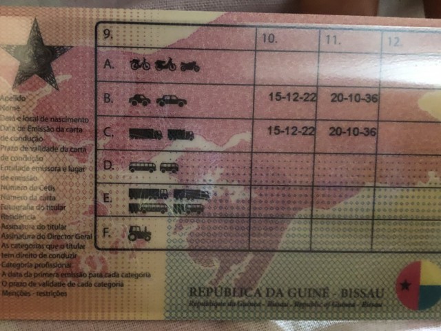 Motorista, CVs - Resumos, Bissau