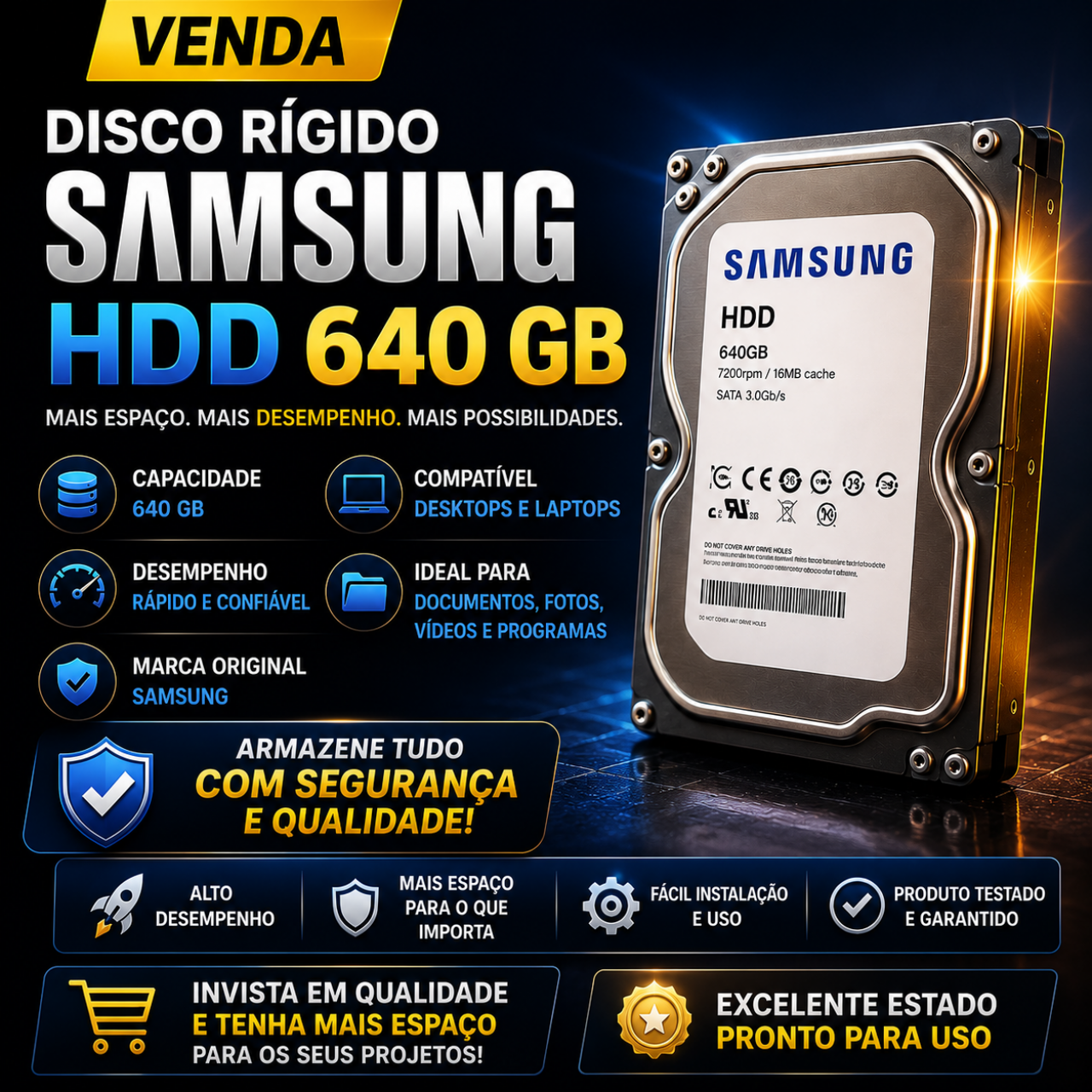 Disco Rígido Samsung HDD, Computadores - Laptops, Bissau