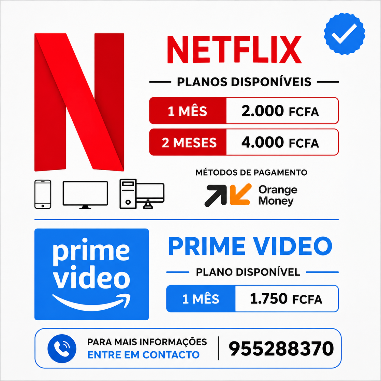 Entretenimento para todos os momentos! Netflix & Prime, Telemóveis, Bissau