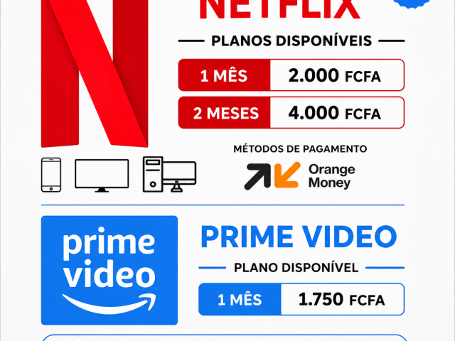Entretenimento para todos os momentos! Netflix & Prime, Telemóveis, Bissau