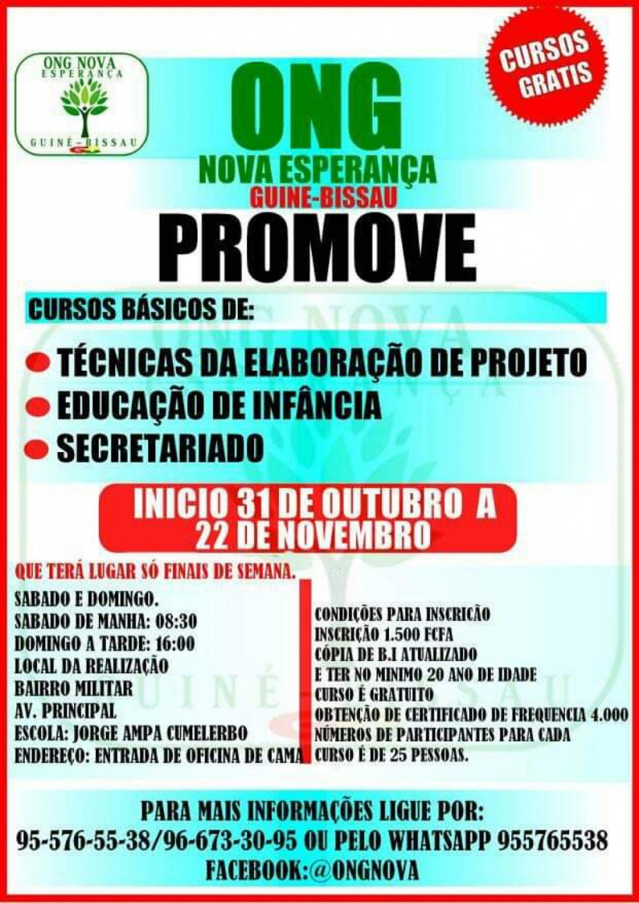 EDUCAÇÃO DE INFÂNCIA "entre outros", Cursos - Formação, Bissau